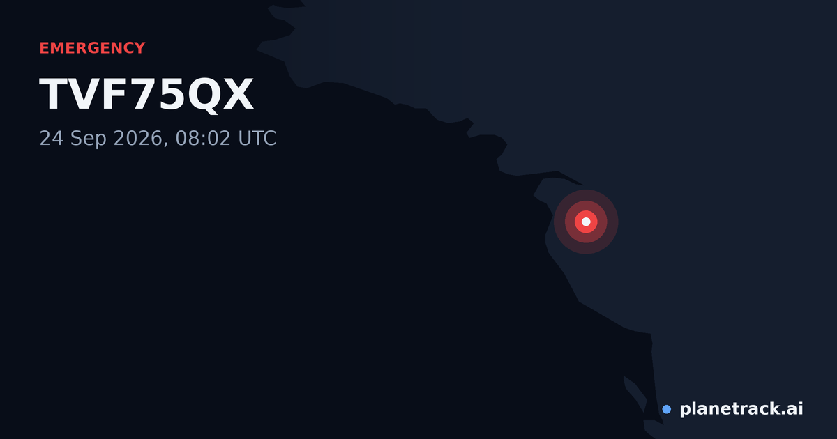Map of where TVF75QX's emergency: squawk 7700 happened