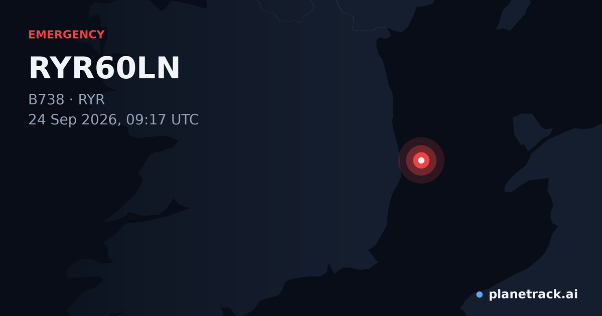 Map of where RYR60LN's emergency: squawk 7600 happened