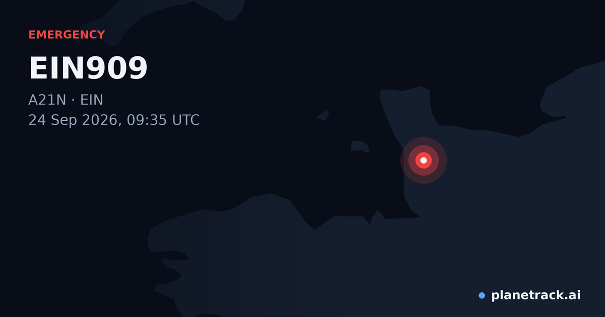 Map of where EIN909's emergency: squawk 7700 happened
