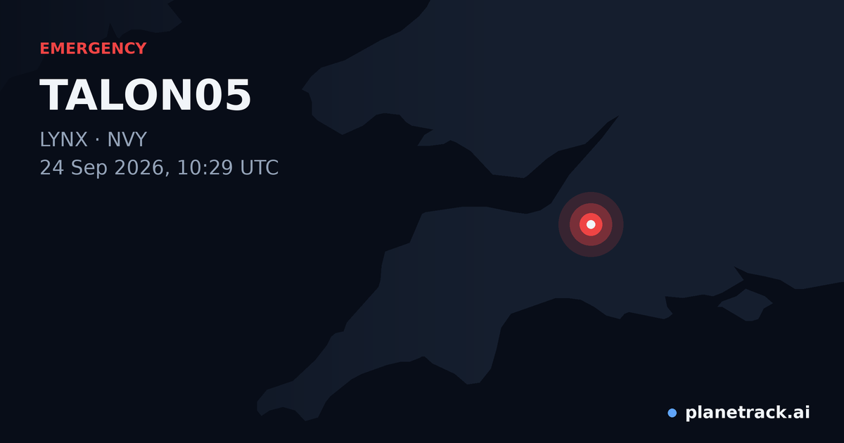 Map of where TALON05's emergency: squawk 7700 happened