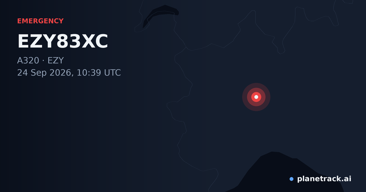 Map of where EZY83XC's emergency: squawk 7600 happened