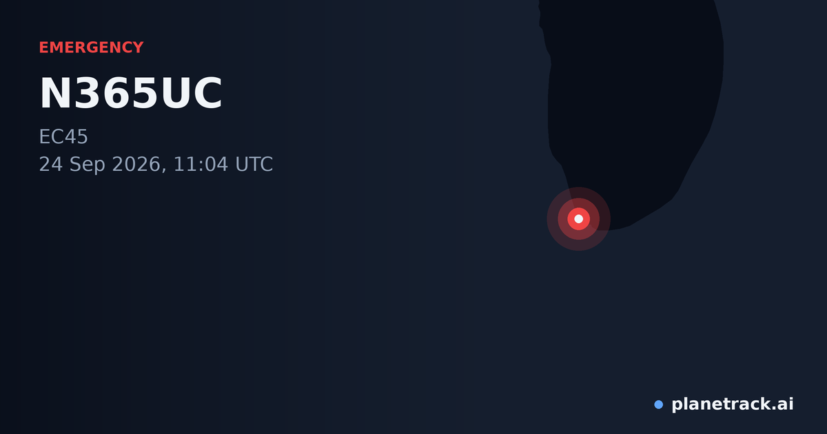 Map of where N365UC's emergency: squawk 7700 happened