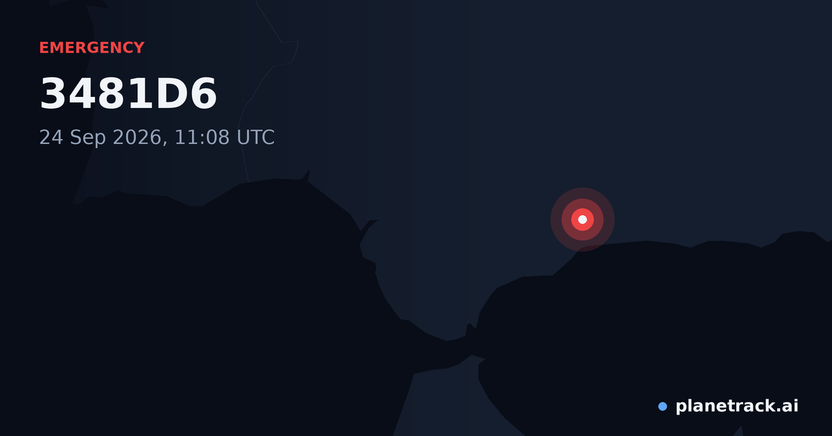 Map of where 3481D6's emergency: squawk 7700 happened
