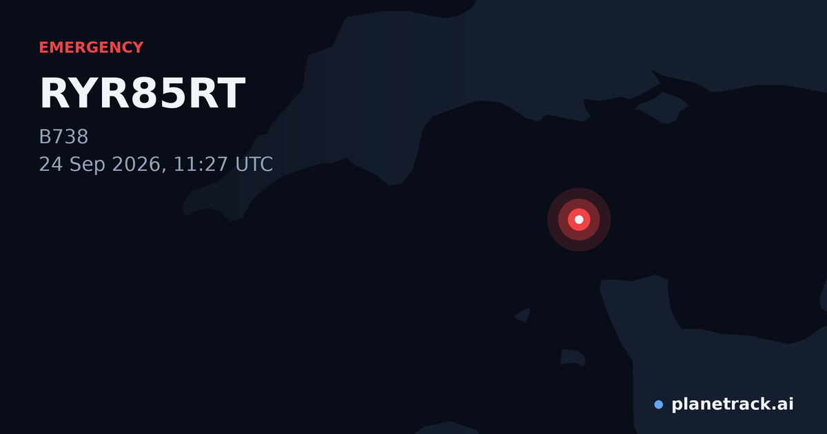 Map of where RYR85RT's emergency: squawk 7600 happened