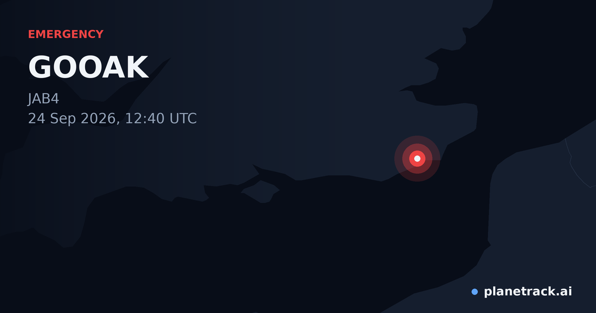 Map of where GOOAK's emergency: squawk 7700 happened