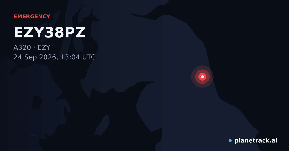 Map of where EZY38PZ's emergency: squawk 7700 happened