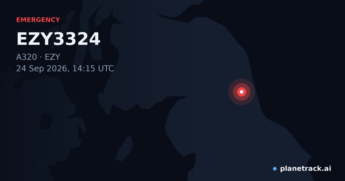 Map of where EZY3324's emergency: squawk 7700 happened