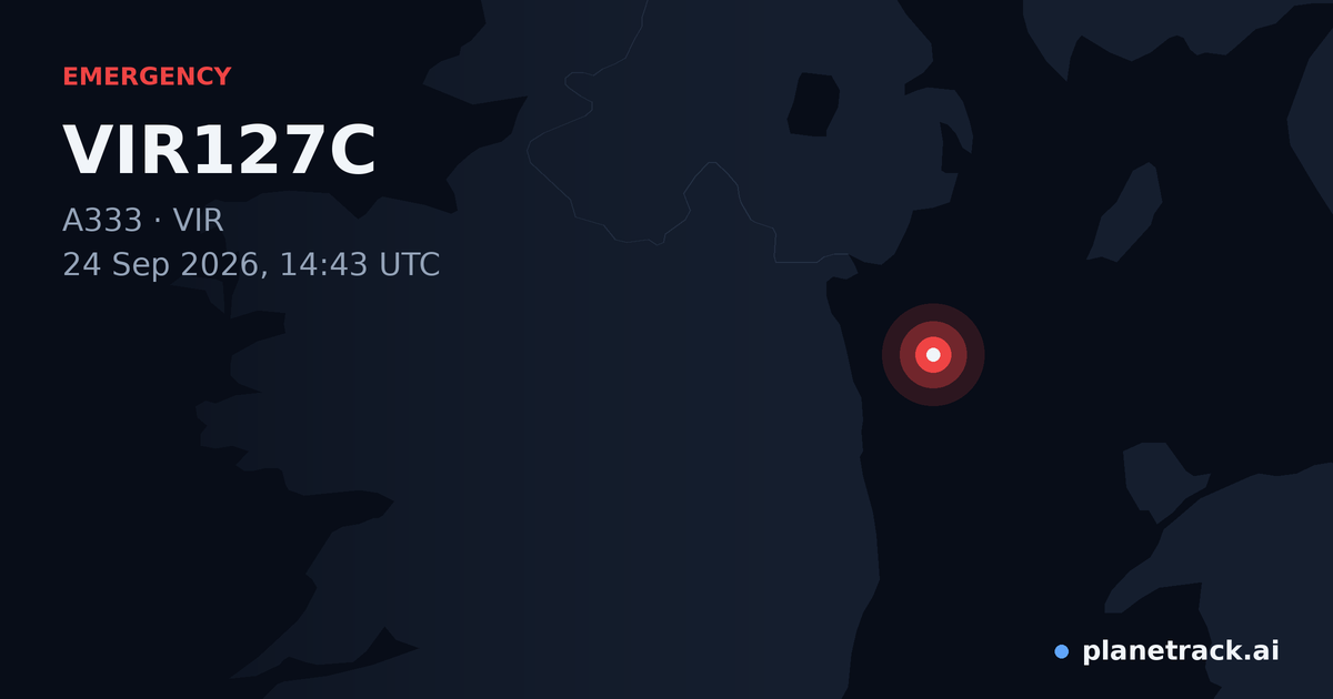 Map of where VIR127C's emergency: squawk 7700 happened