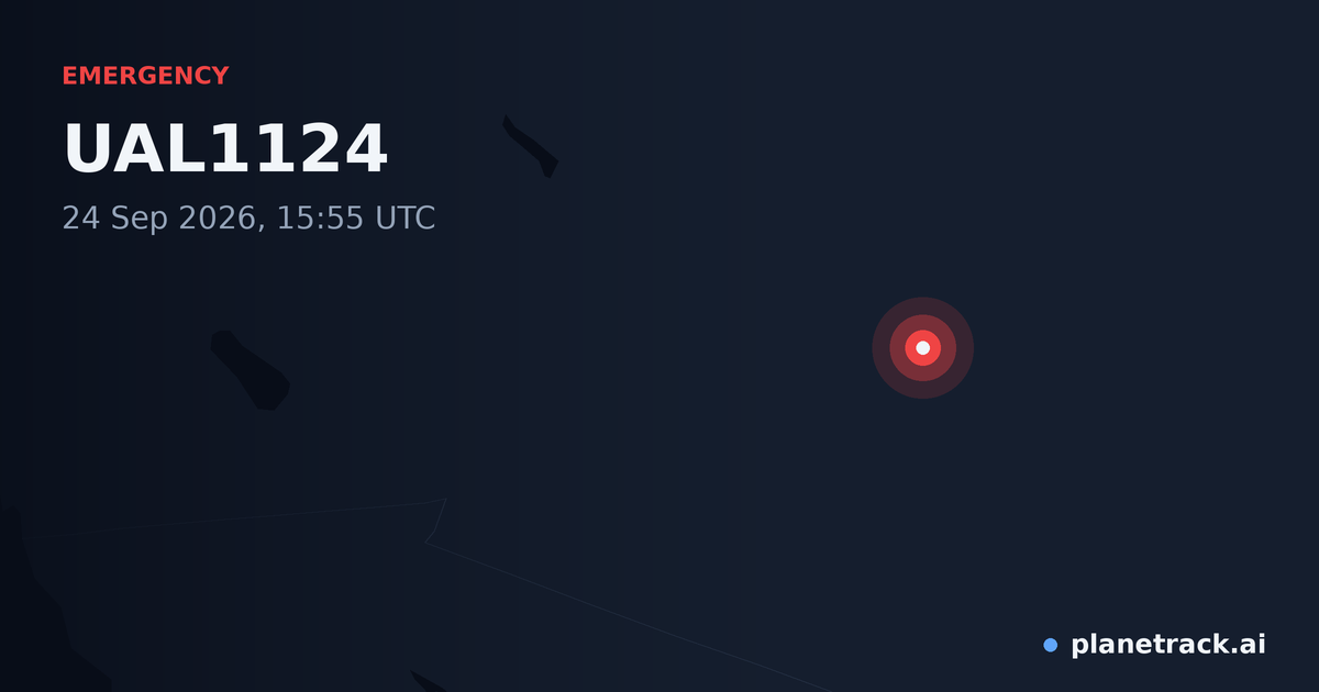 Map of where UAL1124's emergency: squawk 7600 happened