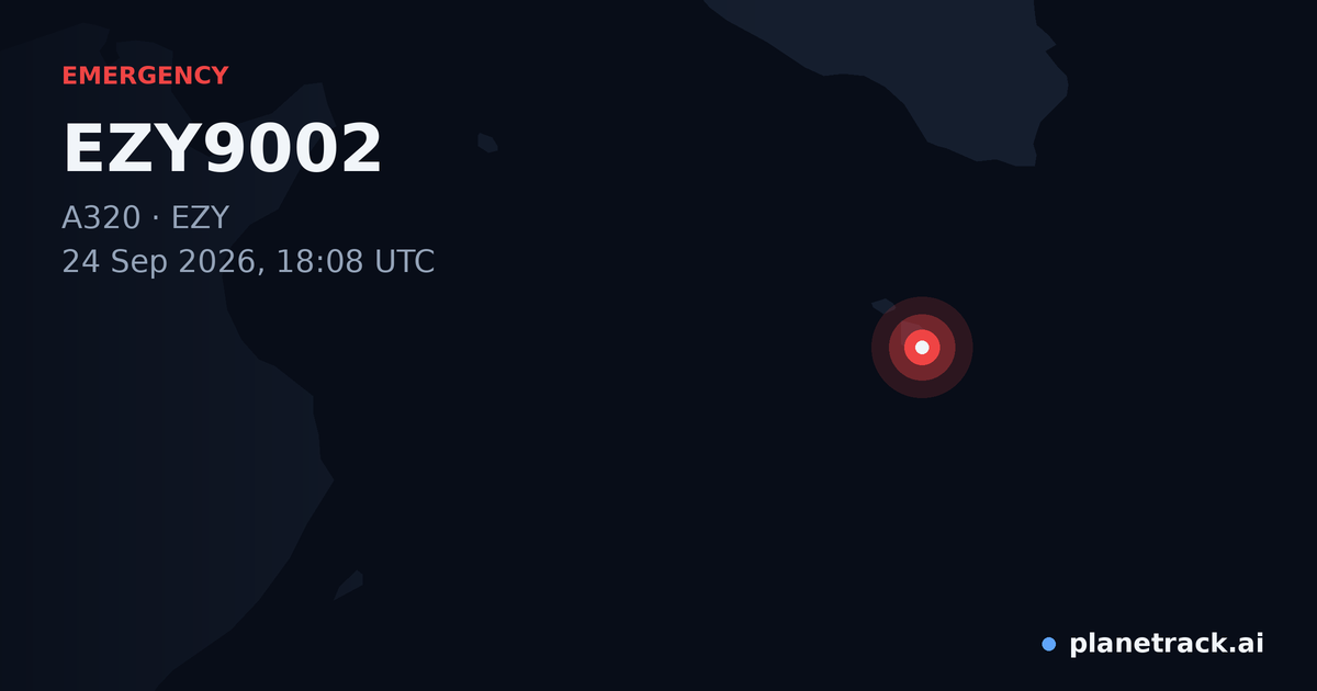 Map of where EZY9002's emergency: squawk 7600 happened