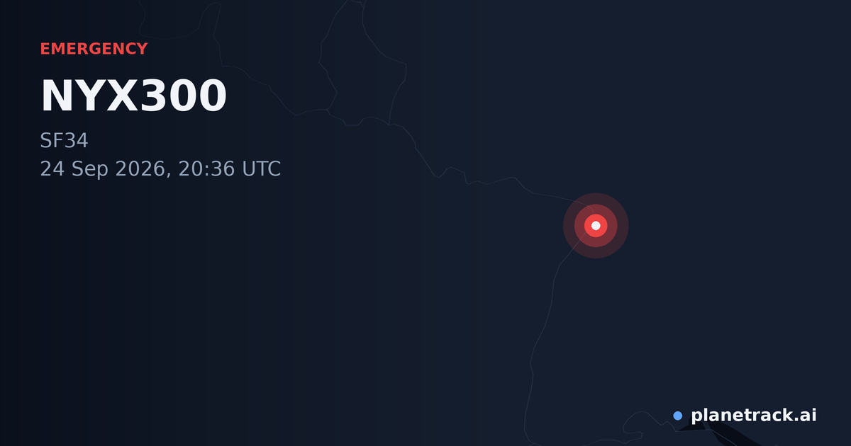 Map of where NYX300's emergency: squawk 7700 happened