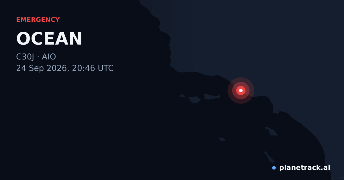 Map of where OCEAN's emergency: squawk 7700 happened