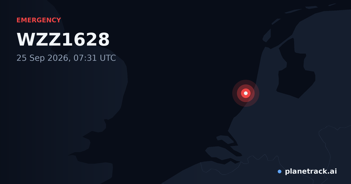 Map of where WZZ1628's emergency: squawk 7700 happened