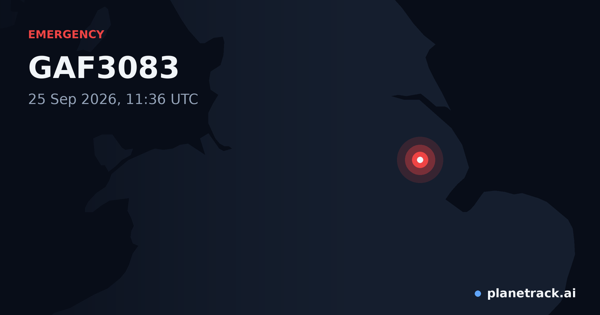 Map of where GAF3083's emergency: squawk 7700 happened