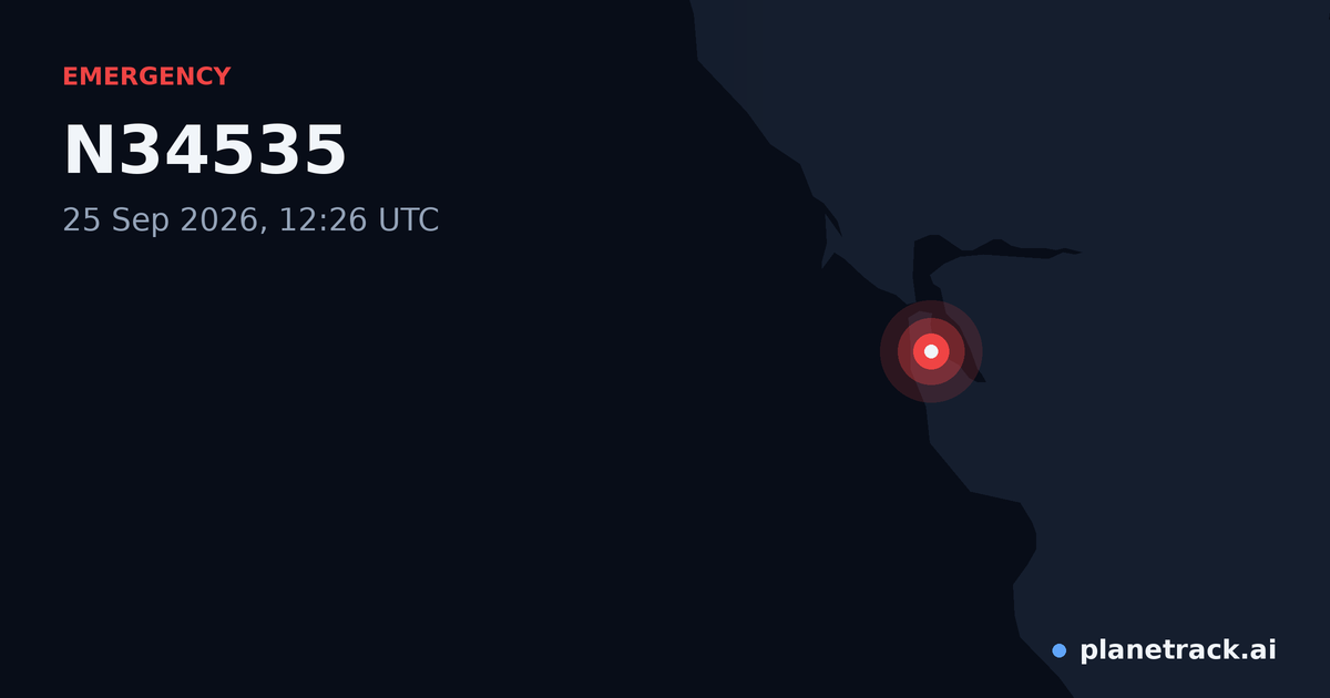 Map of where N34535's emergency: squawk 7600 happened