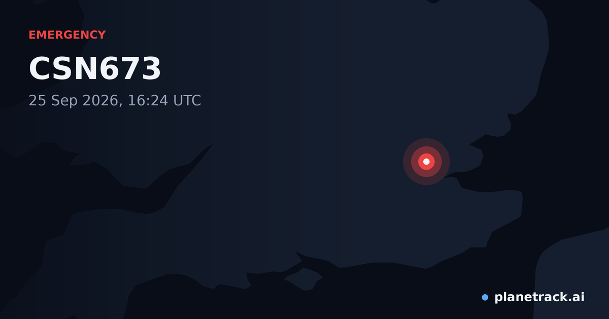 Map of where CSN673's emergency: squawk 7700 happened