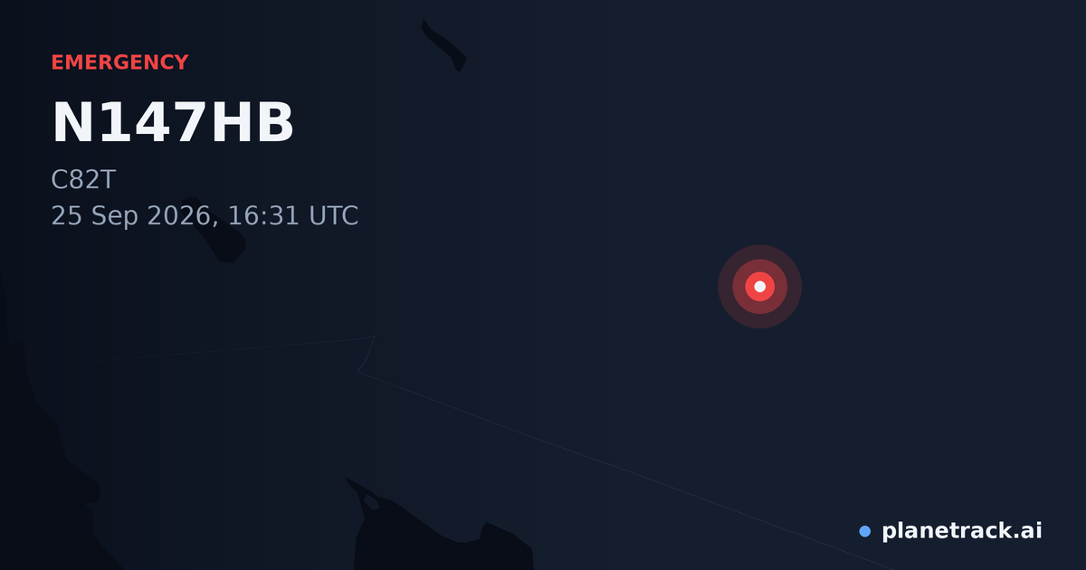 Map of where N147HB's emergency: squawk 7700 happened