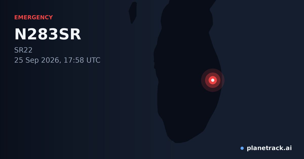 Map of where N283SR's emergency: squawk 7700 happened
