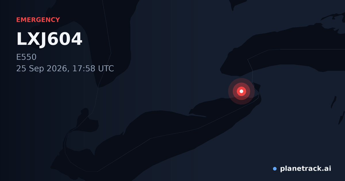 Map of where LXJ604's emergency: squawk 7500 happened