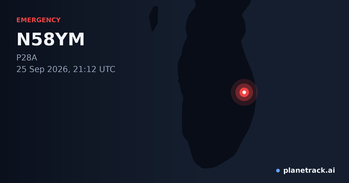 Map of where N58YM's emergency: squawk 7500 happened