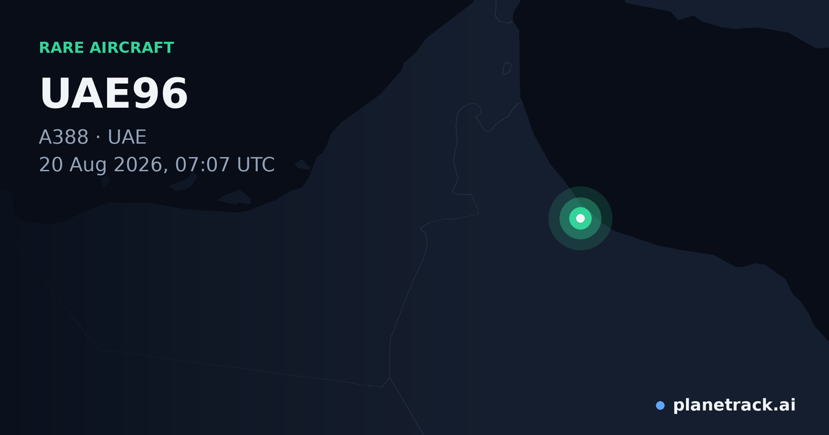 Map of where UAE96's rare aircraft happened