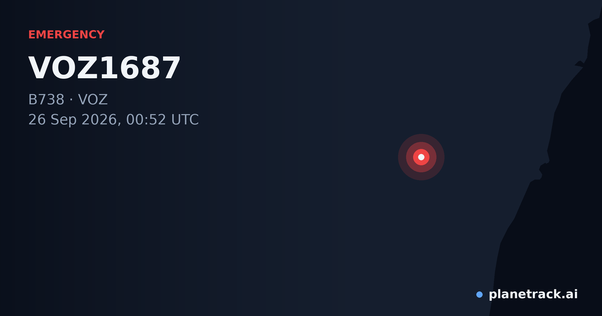 Map of where VOZ1687's emergency: squawk 7600 happened