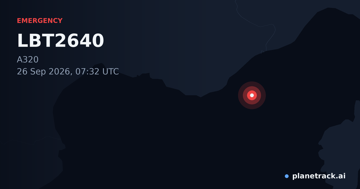Map of where LBT2640's emergency: squawk 7600 happened