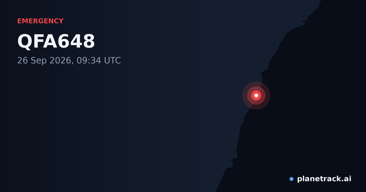 Map of where QFA648's emergency: squawk 7600 happened