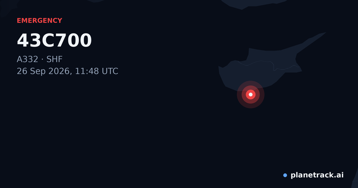 Map of where 43C700's emergency: squawk 7700 happened