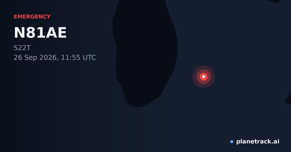 Map of where N81AE's emergency: squawk 7700 happened