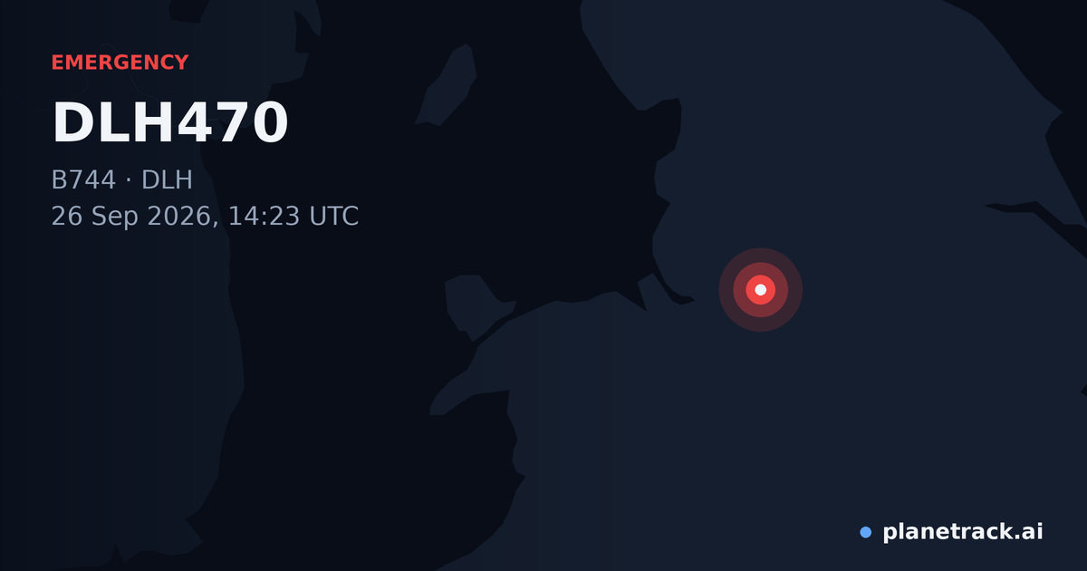Map of where DLH470's emergency: squawk 7700 happened