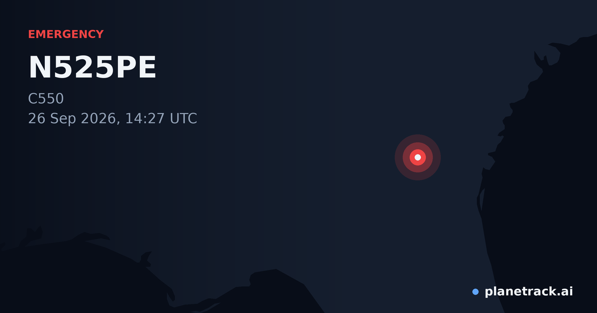 Map of where N525PE's emergency: squawk 7700 happened