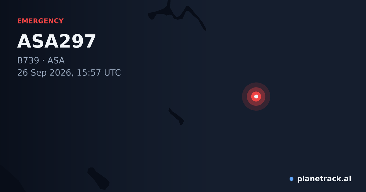 Map of where ASA297's emergency: squawk 7500 happened