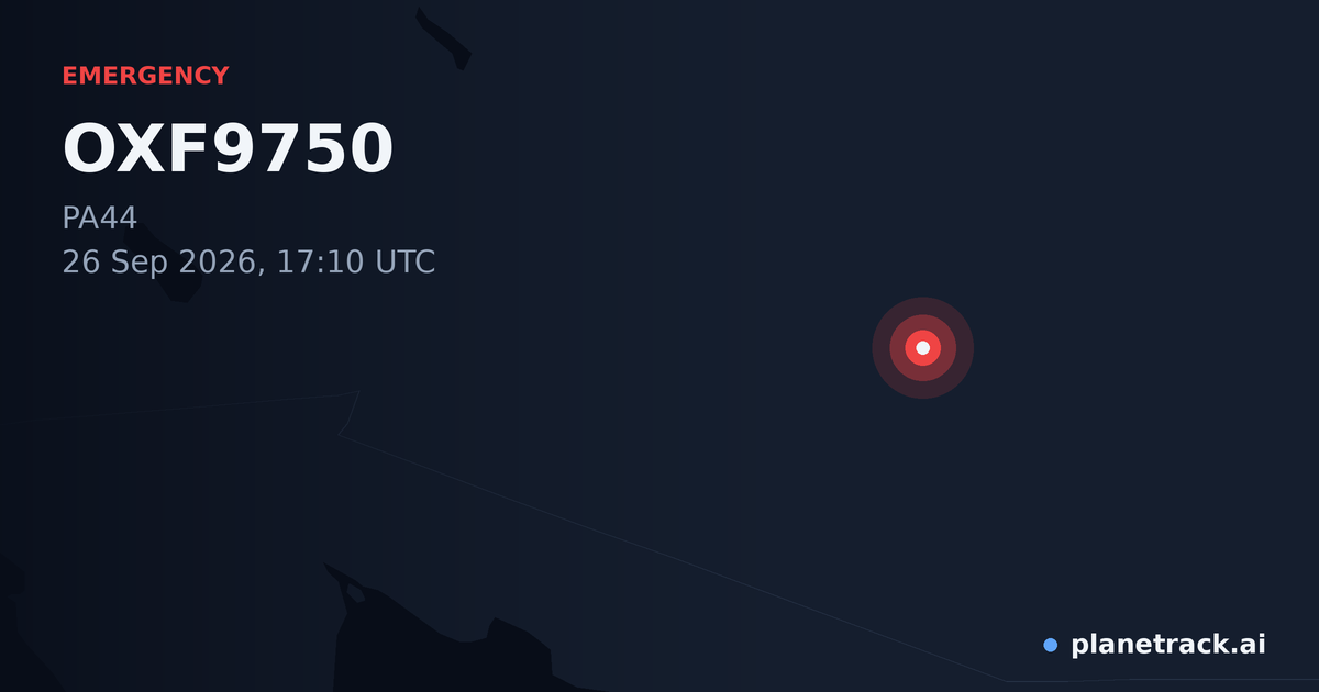 Map of where OXF9750's emergency: squawk 7600 happened