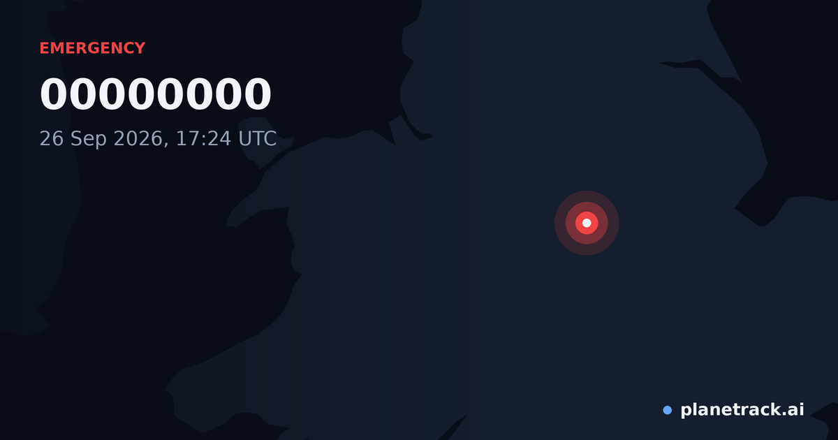 Map of where 00000000's emergency: squawk 7700 happened