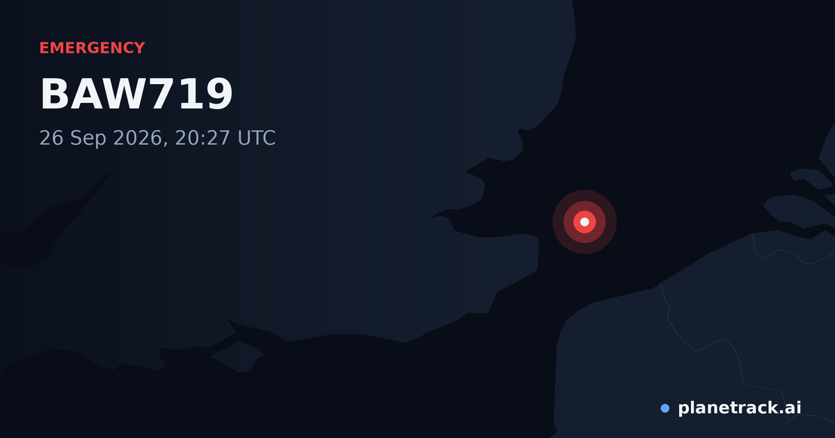 Map of where BAW719's emergency: squawk 7700 happened