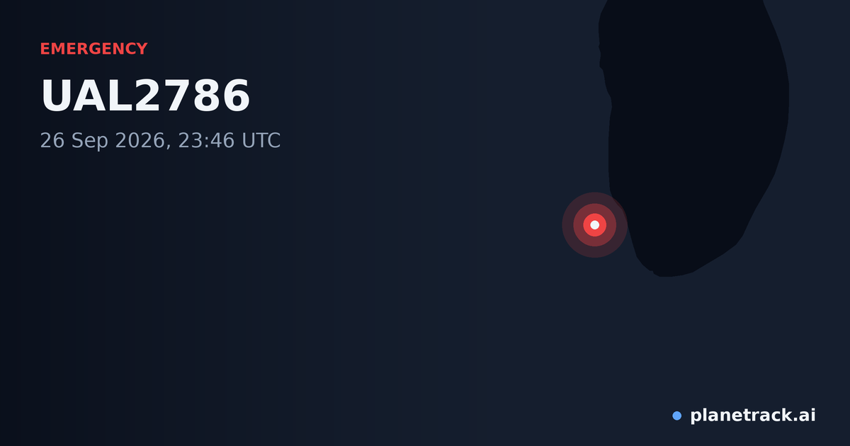 Map of where UAL2786's emergency: squawk 7700 happened