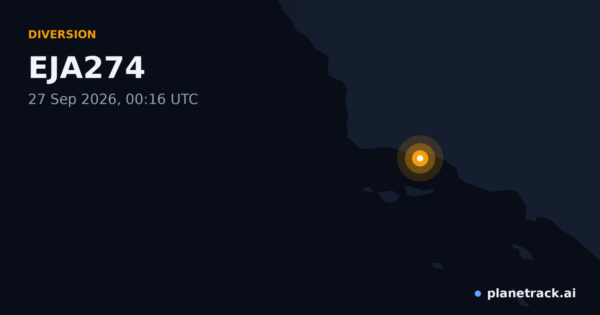 Map of where EJA274's diversion happened