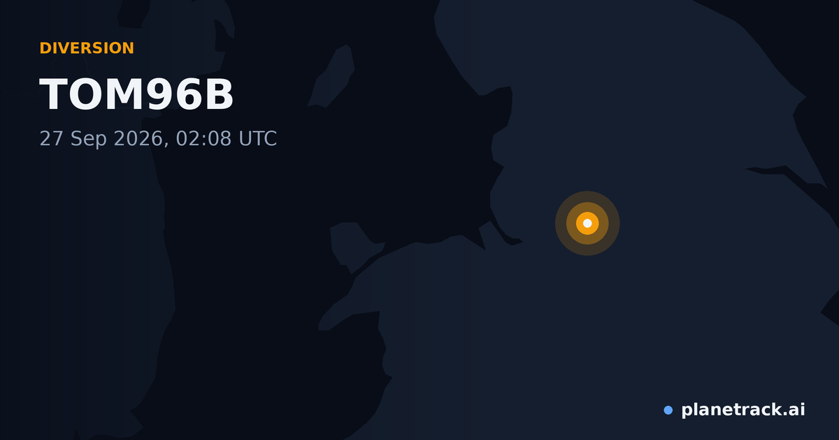 Map of where TOM96B's diversion happened