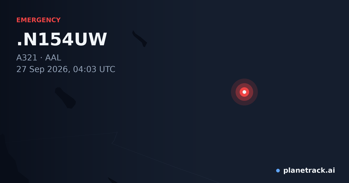 Map of where .N154UW's emergency: squawk 7500 happened