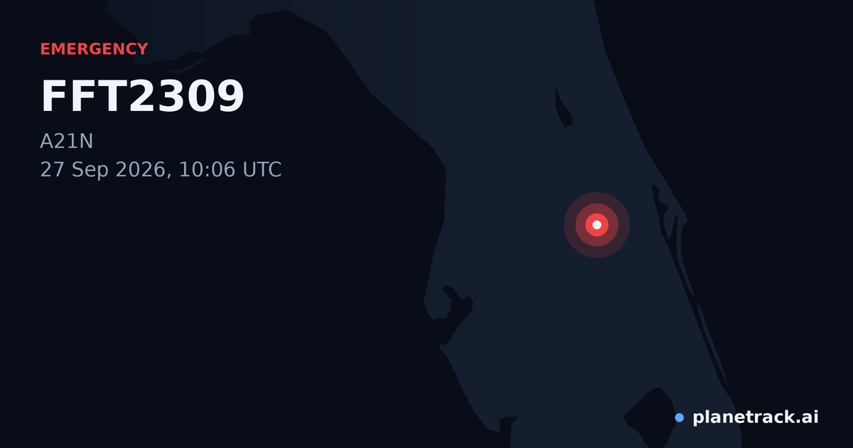 Map of where FFT2309's emergency: squawk 7600 happened