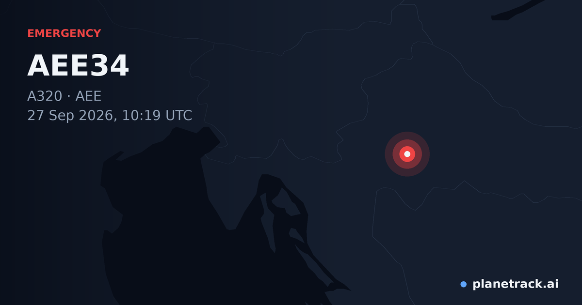 Map of where AEE34's emergency: squawk 7700 happened