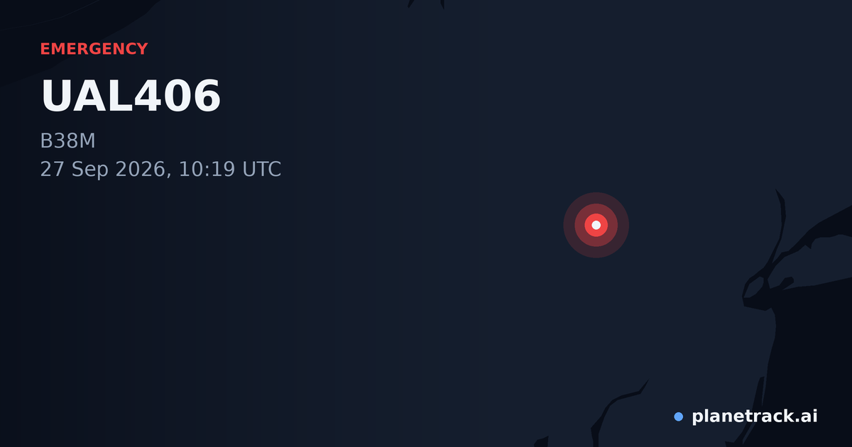 Map of where UAL406's emergency: squawk 7500 happened