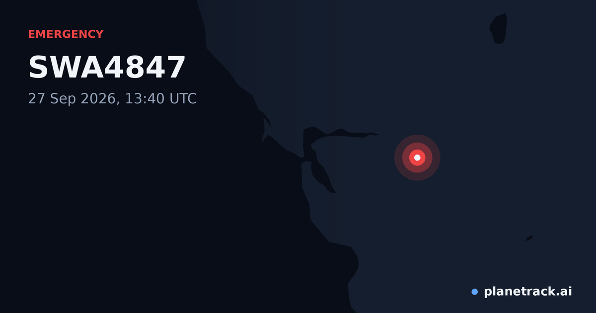 Map of where SWA4847's emergency: squawk 7600 happened
