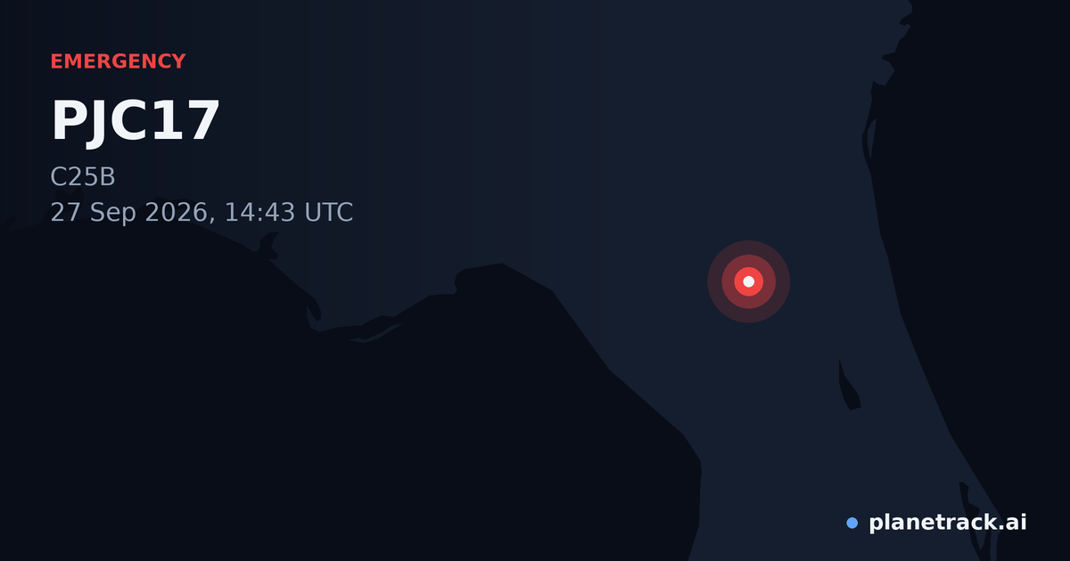 Map of where PJC17's emergency: squawk 7500 happened