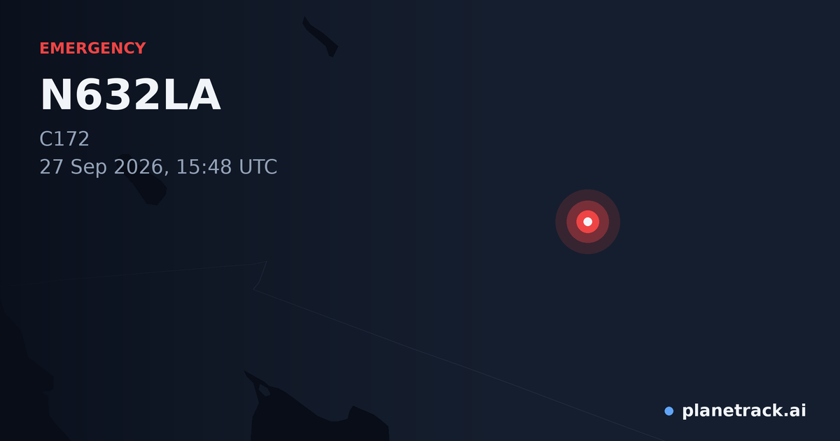 Map of where N632LA's emergency: squawk 7500 happened