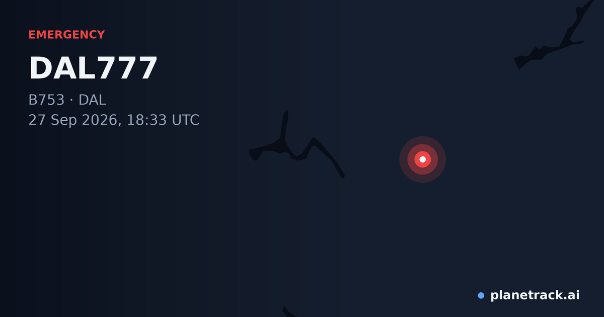 Map of where DAL777's emergency: squawk 7600 happened