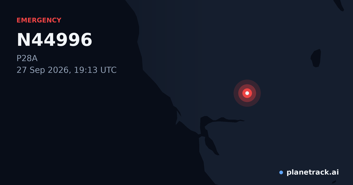 Map of where N44996's emergency: squawk 7500 happened