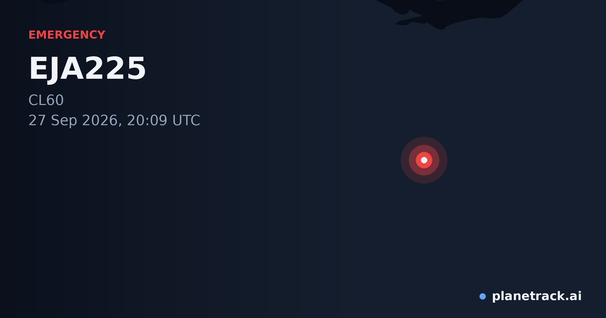 Map of where EJA225's emergency: squawk 7700 happened